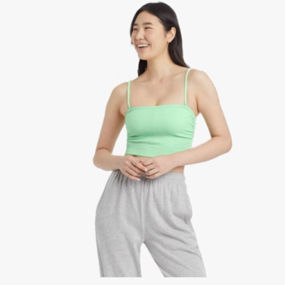 Colsie Women's Ruched Rib Bandeau Bra M NWT